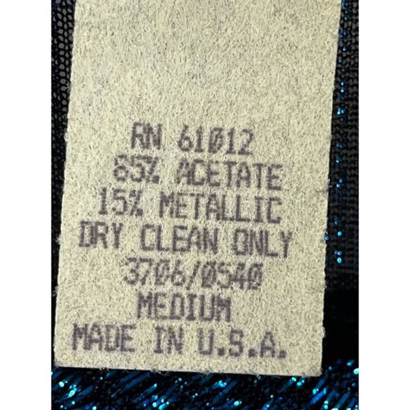 Cherry Hill Top Women M Blue Metallic Retro Glam Vegas Sheer Artsy Concert 80s - Picture 3 of 12